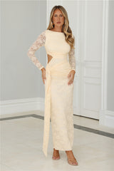 Soft But Statement Lace Long Sleeve Maxi Dress Butter
