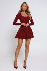 Pretty Portrait Long Sleeve Knit Mini Dress Wine