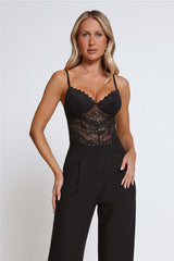 The Forever Fit Lace Bodysuit Black
