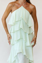 Santorini Breeze Halter Maxi Dress Lime
