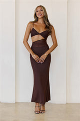 Poised Perfection Mesh Maxi Dress Brown