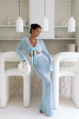 Terra Crochet Maxi Skirt Blue