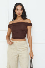 New Style Off Shoulder Top Chocolate