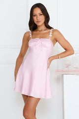 Regal Enchantment Satin Mini Dress Pink