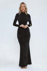 Sophisticated Style Long Sleeve Maxi Dress Black