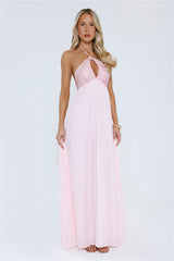 Starlit Ballroom Halter Sequin Maxi Dress Pink