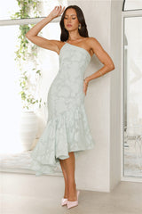 Miss Me Yet One Shoulder Midi Dress Sage