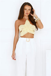 Monte Carlo Muse Knit Halter Top Yellow