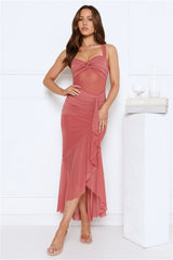 Twilight Whispers Mesh Maxi Dress Rose