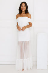 Moonbeam Reverie Off Shoulder Maxi Dress White