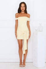 Petals And Moonlight Off Shoulder Mini Dress Yellow