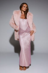 South Pole Faux Fur Coat Pink