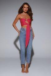 The New It Girl Strapless Crop Top Pink
