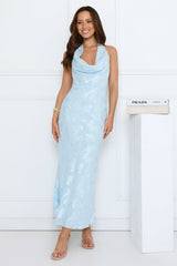 Where's My Tiara Halter Maxi Dress Blue