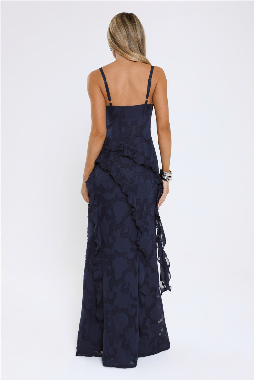 Urban Elegance Long Sleeve Maxi Dress Navy