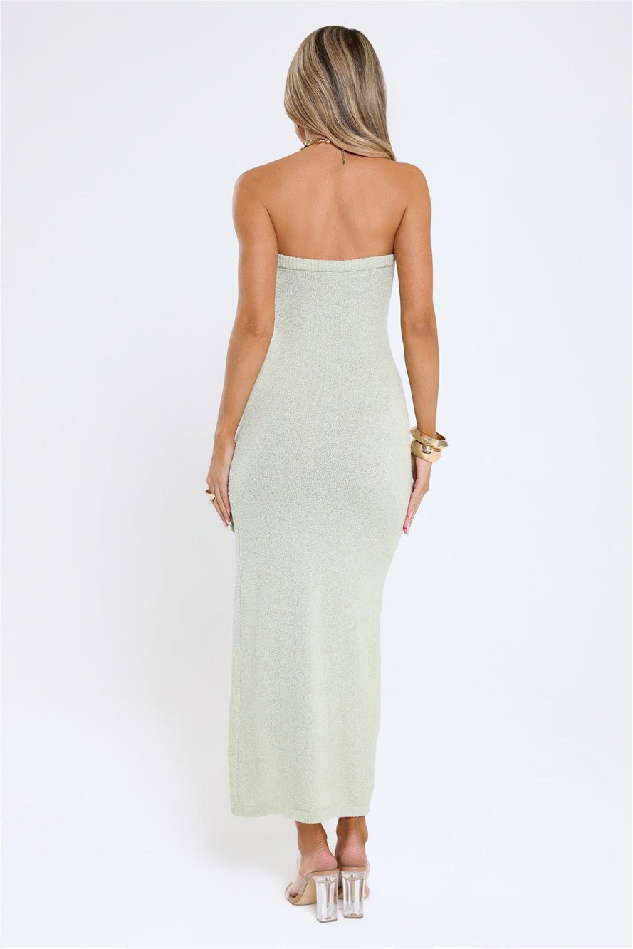 Tidal Glow Strapless Maxi Dress Green