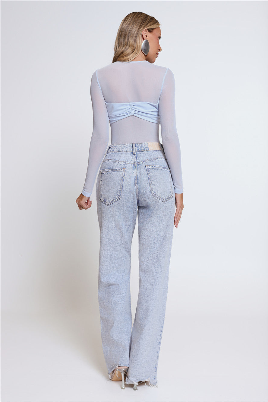 Self Love Club Long Sleeve Bodysuit Blue