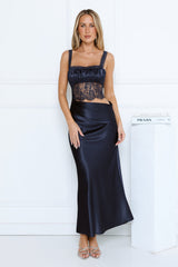 Runway Nights Satin Maxi Dress Navy