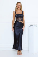Runway Nights Satin Maxi Dress Navy