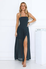 Twinkle Blaze Halter Maxi Dress Teal