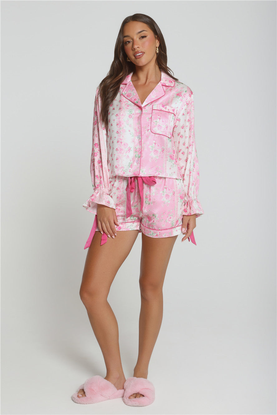 Paisley Nights Satin Pajama Set Pink