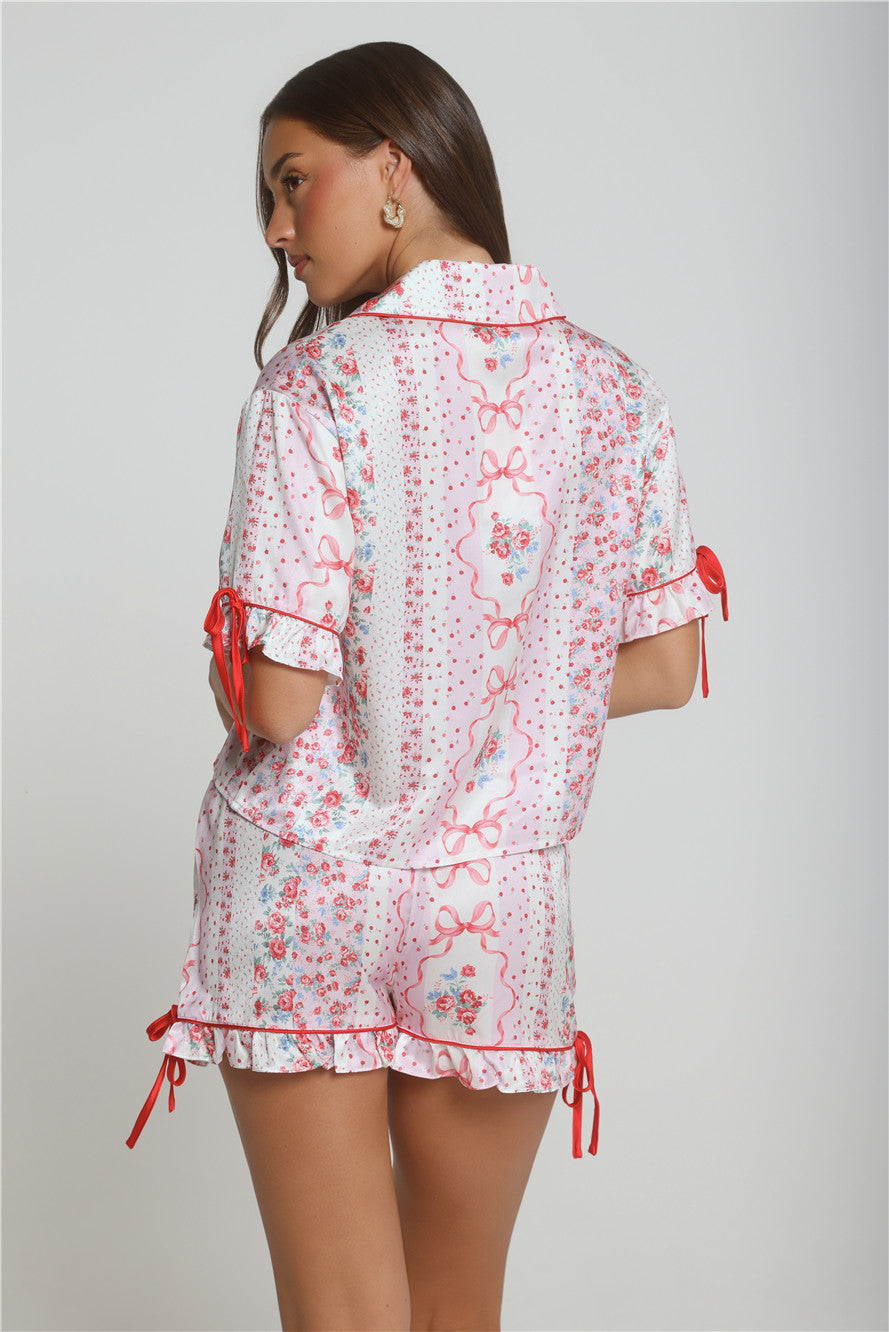 Soft Petal Nights Satin Pajama Set Pink