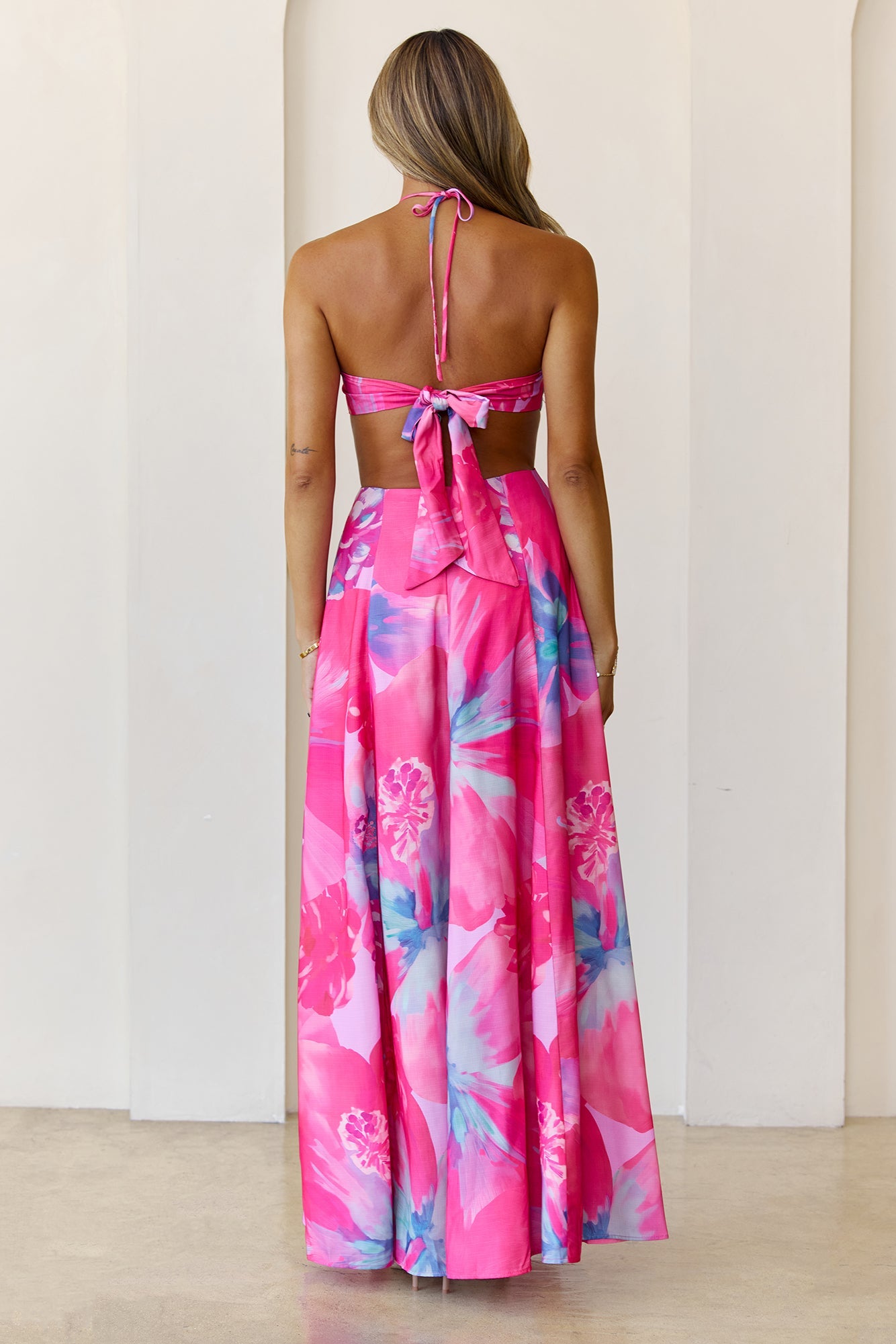 Viola Halter Maxi Dress Fuchsia