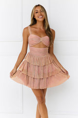 Shimmering Socialite Mini Dress Rose Gold