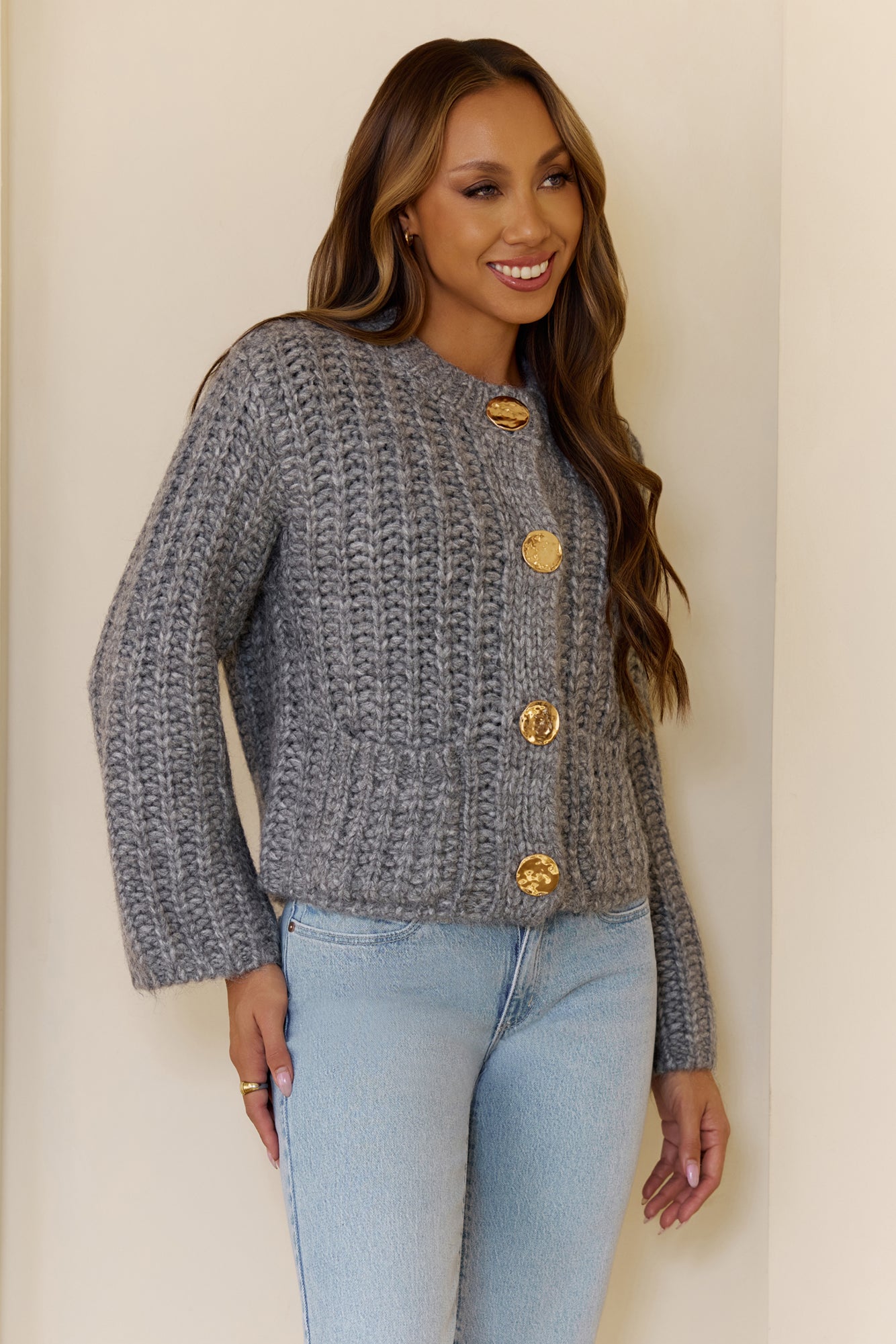 Snowflake Hour Knit Cardigan Grey