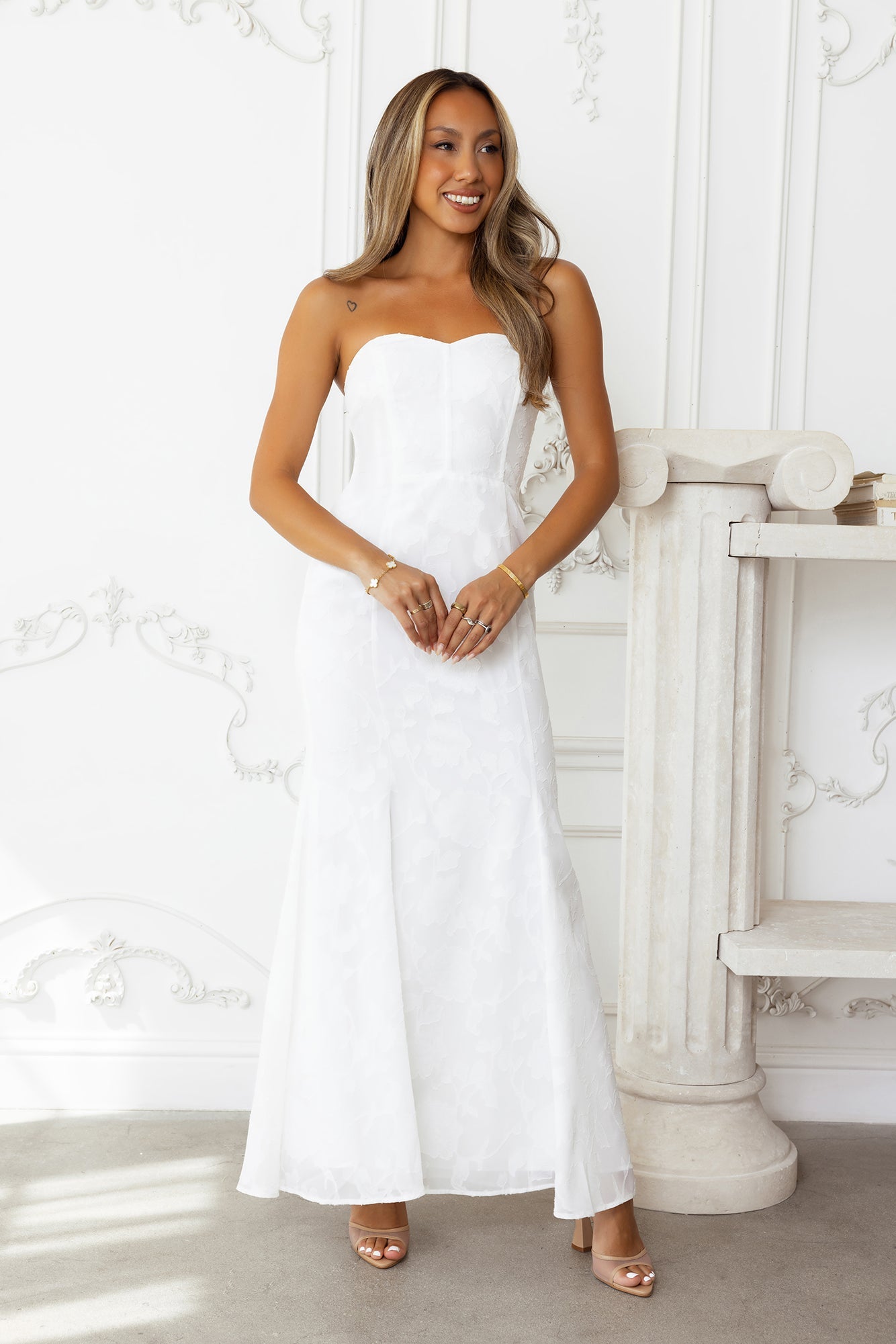 Sea Kissed Strapless Maxi Dress White