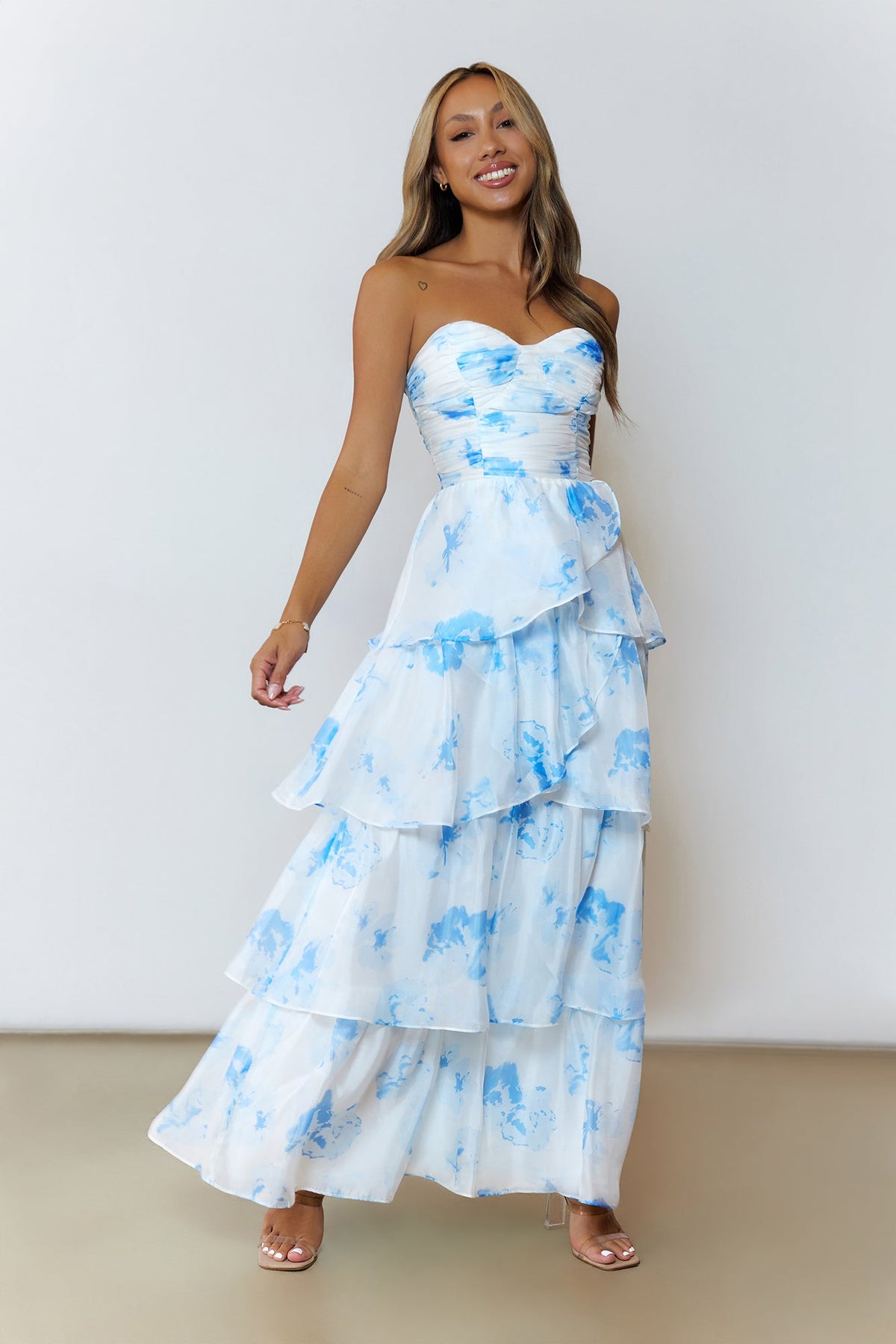 Sunlit Serendipity Strapless Maxi Dress Blue