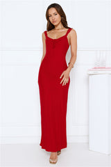 Serenade Style Mesh Maxi Dress Red