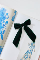 Velvet Bow Hair Clip Green