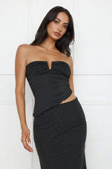 Rich Girl Energy Strapless Top Black