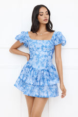 Pearl Kissed Mini Dress Blue