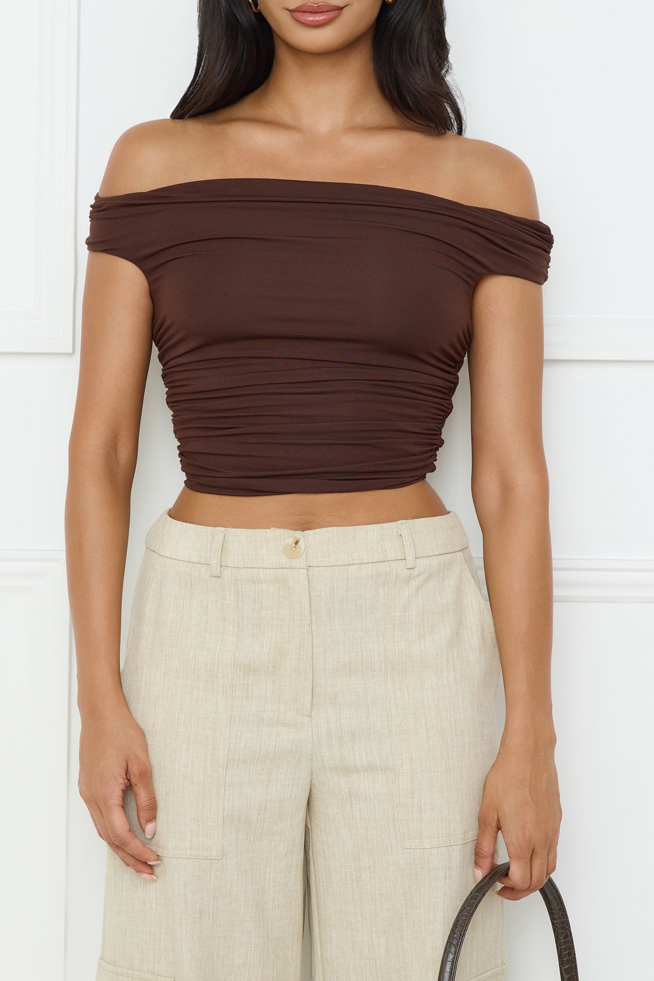 New Style Off Shoulder Top Chocolate