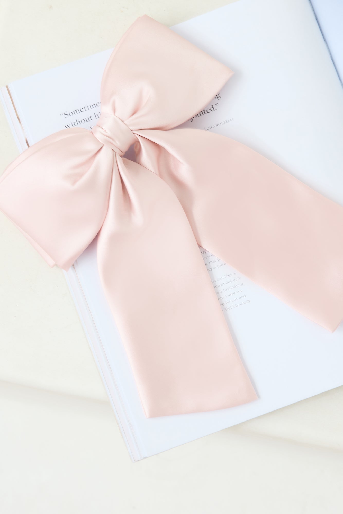 Satin Bow Hair Clip Pink