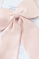 Satin Bow Hair Clip Pink