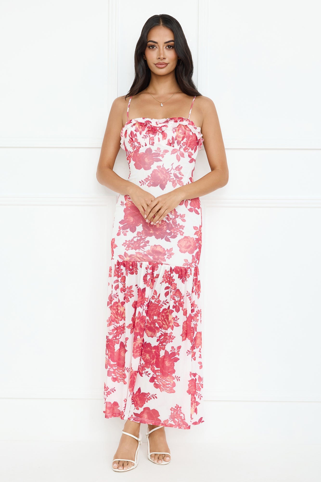 Pink Lotus Mesh Maxi Dress Pink