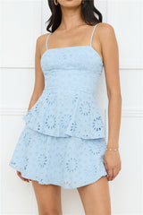 Morningside Embroidered Mini Dress Blue