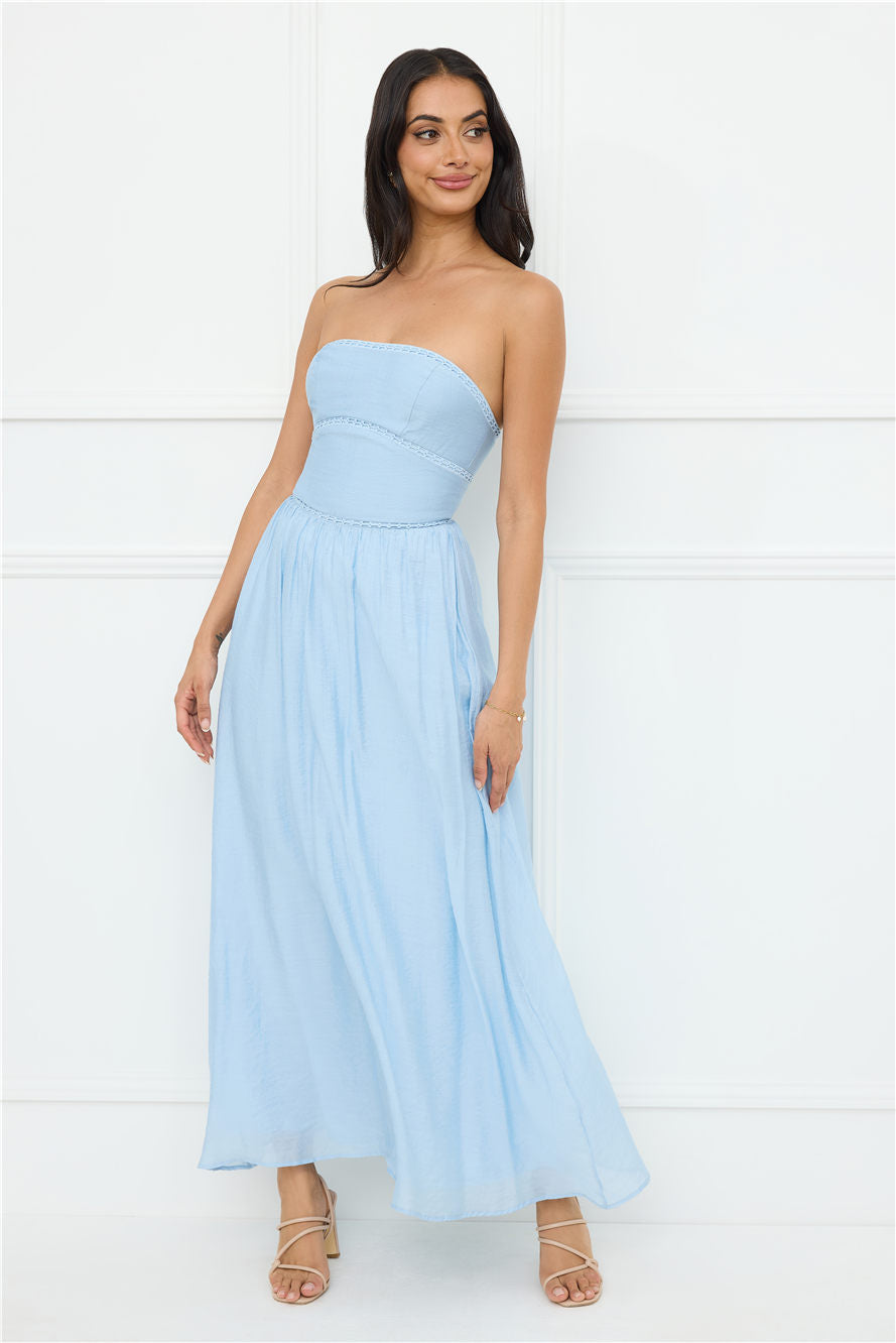 Luxurious Glow Strapless Maxi Dress Blue