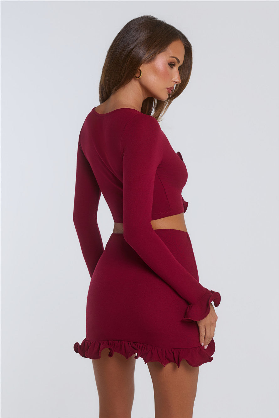 Summer Lush Mini Skirt Wine