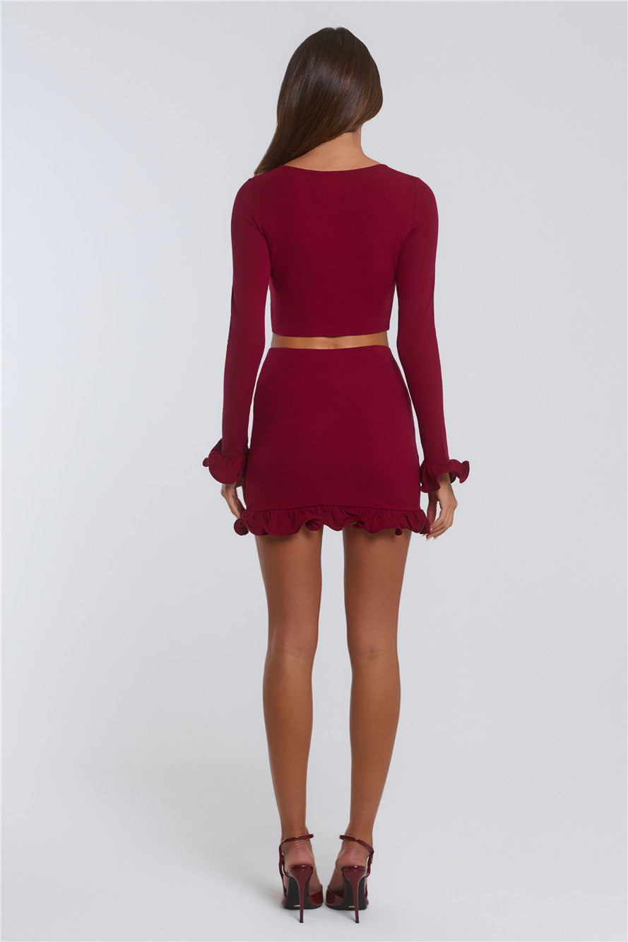 Summer Lush Mini Skirt Wine