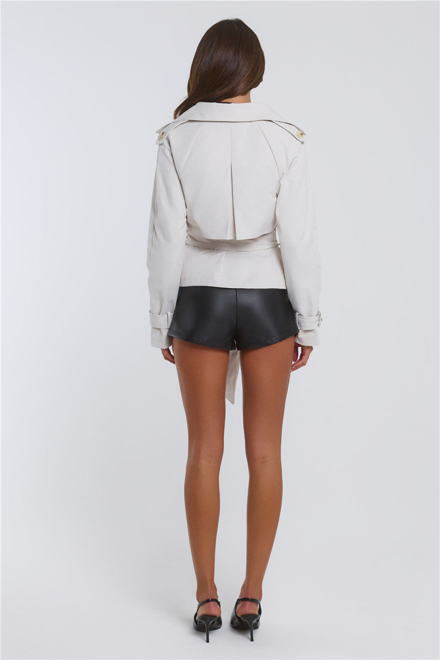 Trench Season Cropped Trench Coat Beige