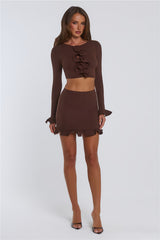 Summer Lush Long Sleeve Crop Top Chocolate