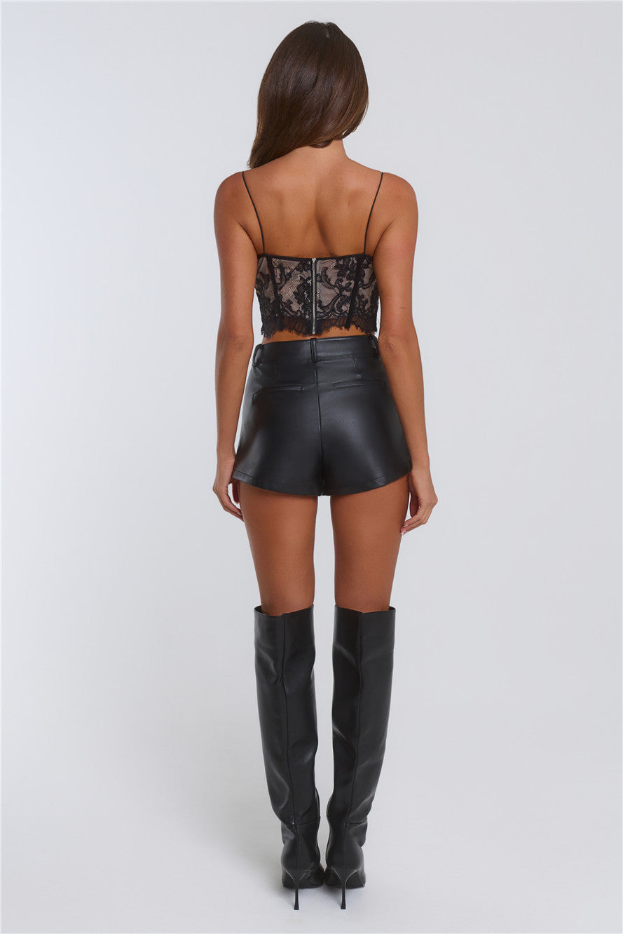New Standard Lace Crop Top Black