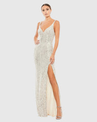 Fully Sequined Scoop Back Gown