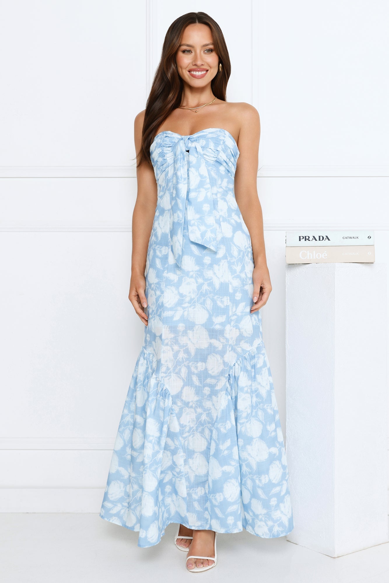 Night Trend Strapless Maxi Dress Blue