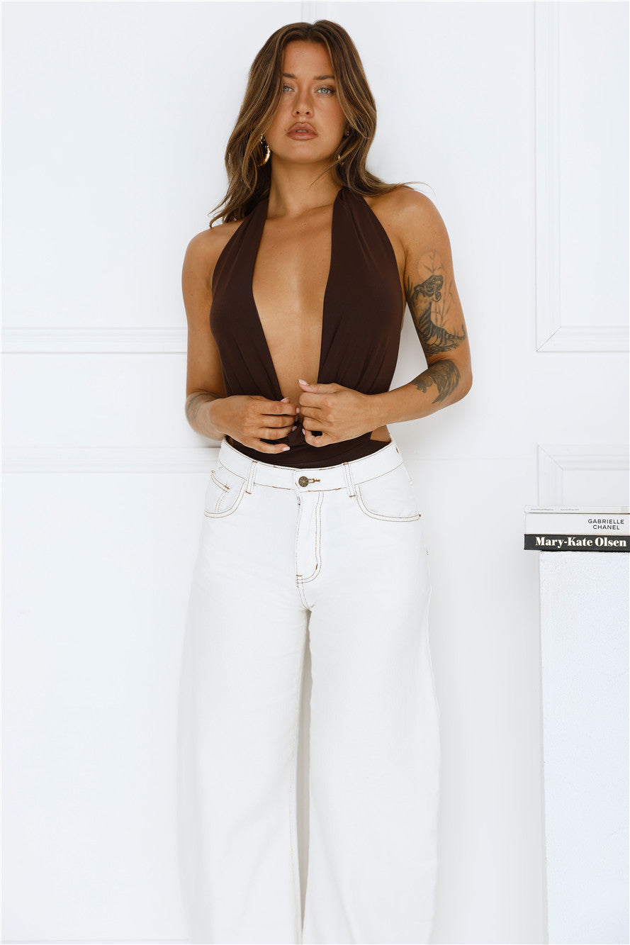 Style Stunner Halter Bodysuit Brown