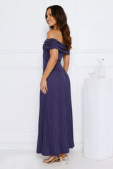 Nikita Off Shoulder Ribbed Maxi Dress Navy